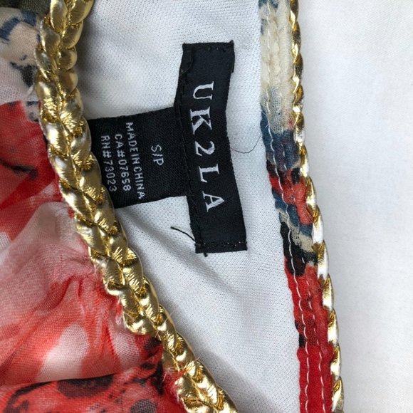 Flowy Comfortable Floral High Low Summer Dress with Braided Gold Straps - Picture 7 of 7